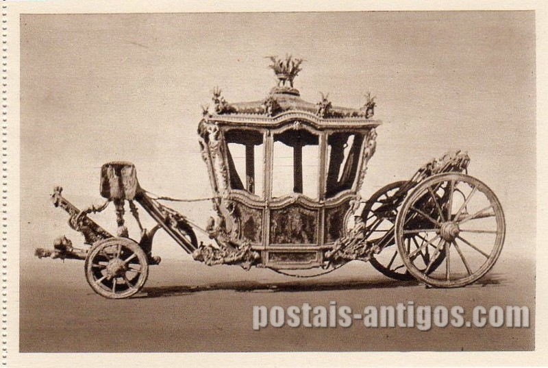 Bilhete postal antigo de Lisboa, Portugal: Museu dos coches, Coche da Coroa.