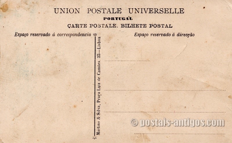 Verso do bilhete postal de D. Carlos I e D. Luis Filipe assassinados em 1 de Fevereiro de 1908. 