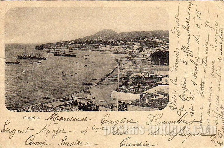 Bilhete postal ilustrado da Baia de Funchal, Madeira | Portugal em postais antigos 