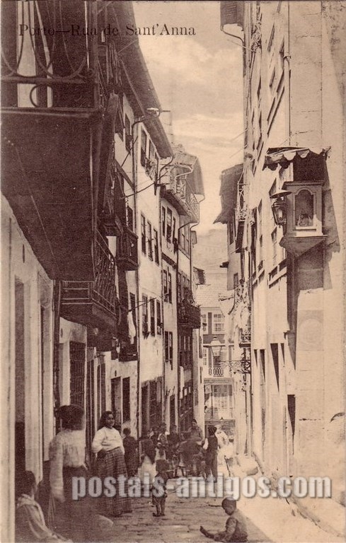 Bilhete postal ilustrado da Rua de Sant'Anna, Porto | Portugal em postais antigos