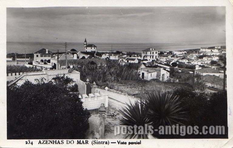 Bilhete postal ilustrado de Azenhas do Mar (Sintra), vista geral | Portugal em postais antigos 