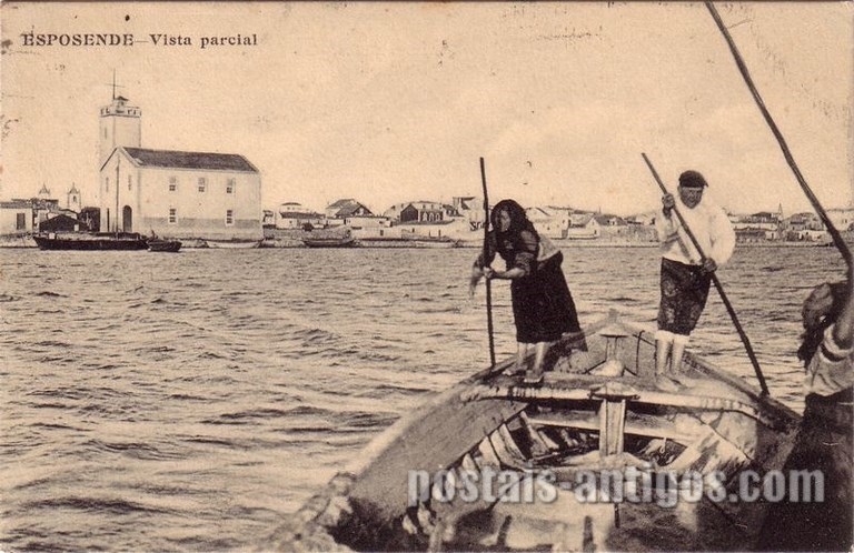 Bilhete postal ilustrado antigo de Esposende, Vista parcial | Portugal em postais antigos