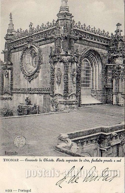 Postal antigo de Tomar, Coro do Convento de Cristo​ | Portugal em postais antigos 