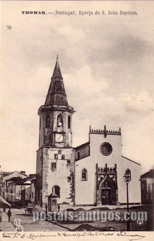 Bilhete postal antigo de Tomar : Igreja de São João Baptista | Portugal em postais antigos