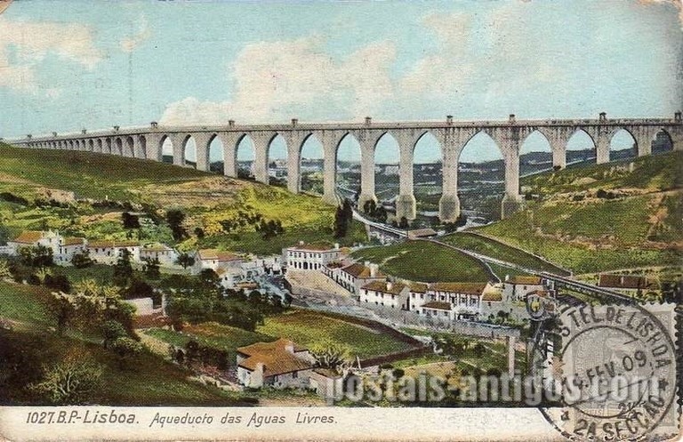 Bilhete postal ilustrado de Lisboa, Aqueduto das Águas Livres - 2 | Portugal em postais antigos