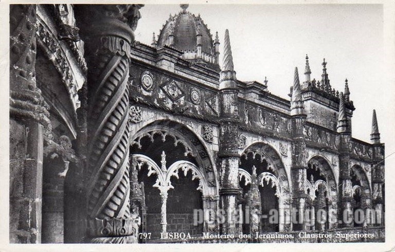 Bilhete postal de Lisboa, Portugal: Mosteiro dos Jerónimos - Claustro superior. 8