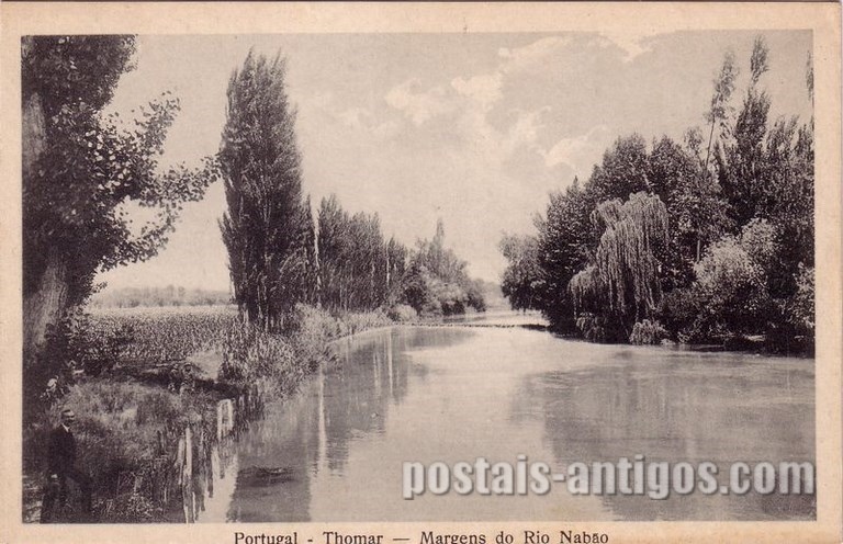 Bilhete postal antigo de Tomar : Margens do Rio Nabão | Portugal em postais antigos