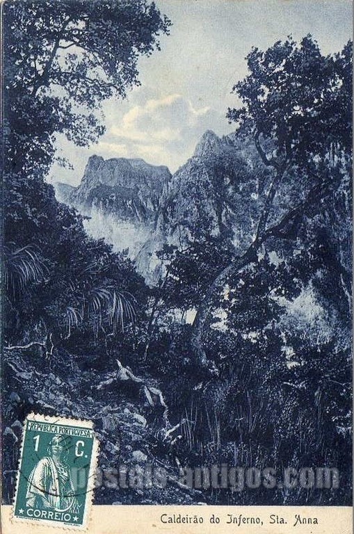 Bilhete postal ilustrado de Caldeirão do Inferno​, Madeira | Portugal em postais antigos 