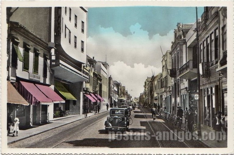 Bilhete postal ilustrado de Matosinhos, Rua de Brito Capelo | Portugal em postais antigos 