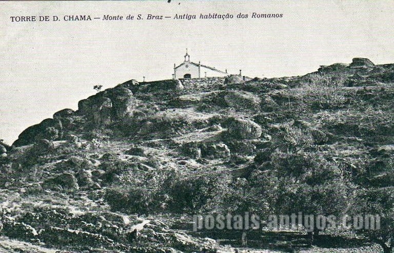 Bilhete postal antigo de Mirandela, Portugal: Torre de Dona Chama - Monte de São Braz | Portugal em postais antigos