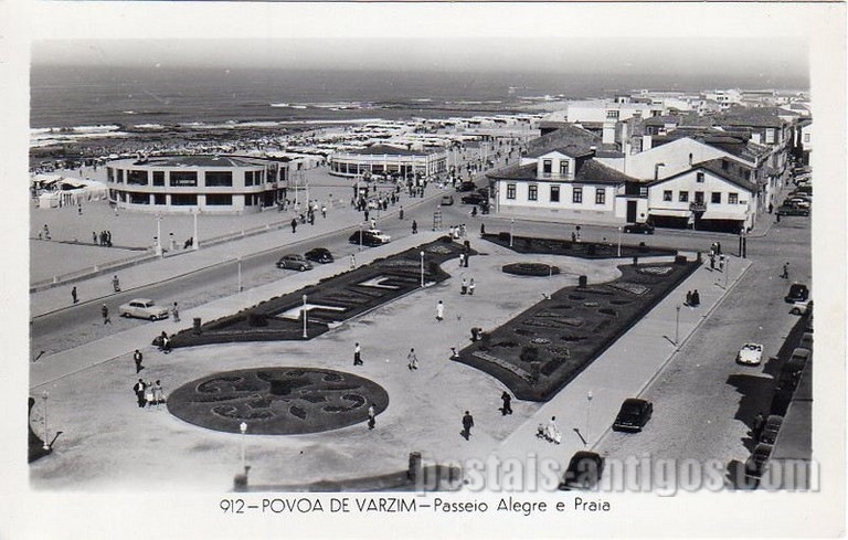 Bilhete postal ilustrado de Póvoa de Varzim, Passeio Alegre | Portugal em postais antigos 