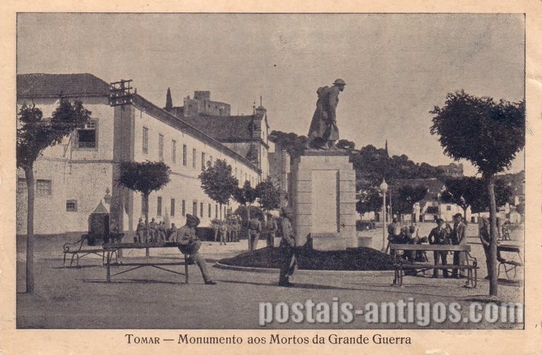 Bilhete postal antigo do Monumento aos Mortos da Grande Guerra, Tomar | Portugal em postais antigos