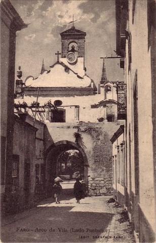 Bilhete postal de Faro, Arco da Vila, lado posterior | Portugal em postais antigos