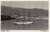 Bilhete postal ilustrado de Funchal, baia e barco, Madeira | Portugal em postais antigos 