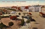 Bilhete postal de Faro: Praça e Avenida da República | Portugal em postais antigos