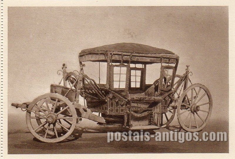 Bilhete postal antigo de Lisboa, Portugal: oche do Rei Filippe III de Espanha, Museu dos coches.