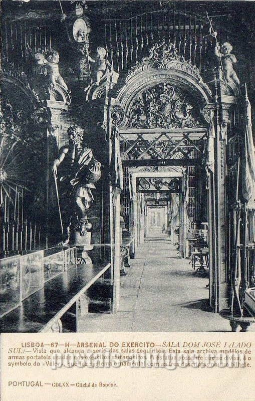 Bilhete postal antigo de Lisboa: ​Arsenal do Exército - Sala Dom José I | Portugal em postais antigos