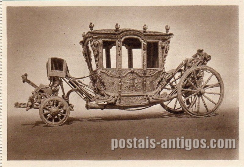Bilhete postal antigo de Lisboa, Portugal: Museu dos coches, Coche D. Maria Ana de Áustria.