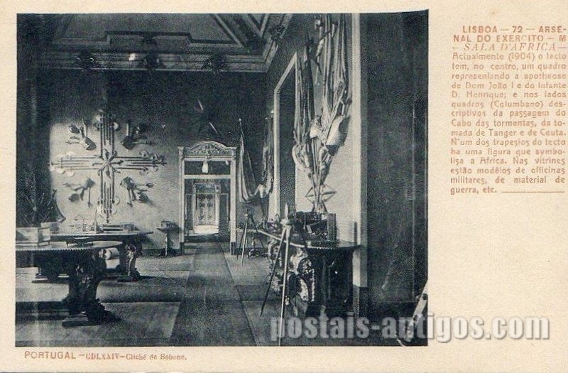 Bilhete postal antigo de Lisboa: ​​​Arsenal do Exército - Sala da África | Portugal em postais antigos