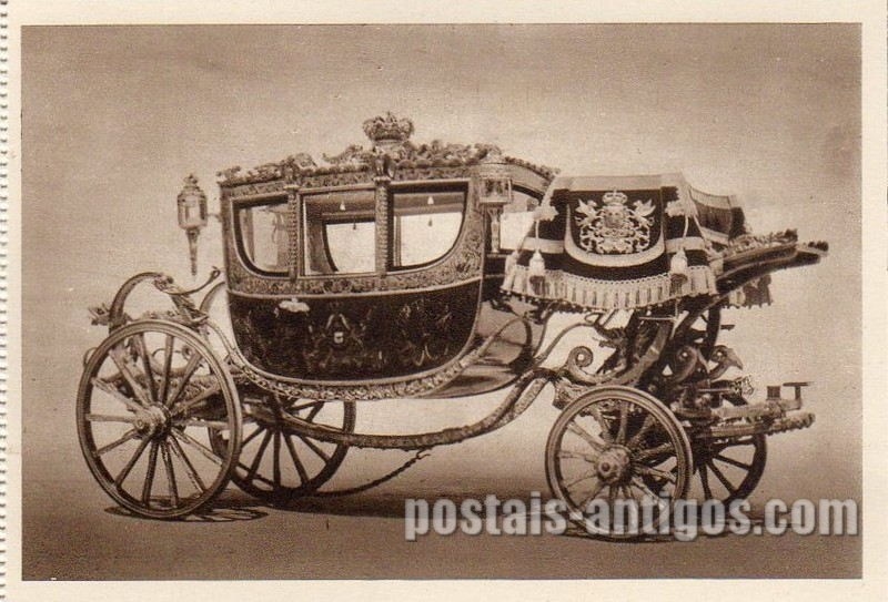 Museu dos coches - Carruagem da Coroa - Lisboa Bilhete postal antigo de Lisboa, Portugal: Museu dos coches, Carruagem da Coroa