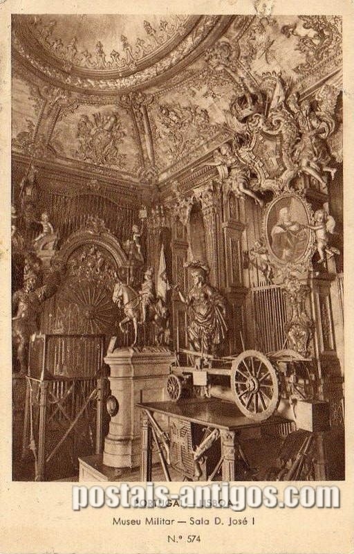 Bilhete postal antigo de Lisboa: ​Museu Militar - Sala Dom José I | Portugal em postais antigos