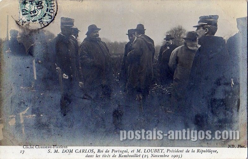 Bilhete postal de Dom Carlos I Rei de Portugal e Sr. LOUBET, Presidente da República Francesa  | Portugal em postais antigos