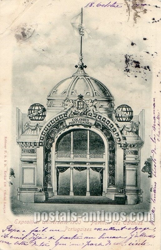 Bilhete postal do Pavilhão ​das Colônias Portuguesas, Exposição Universal 1900 | Portugal em postais antigos 