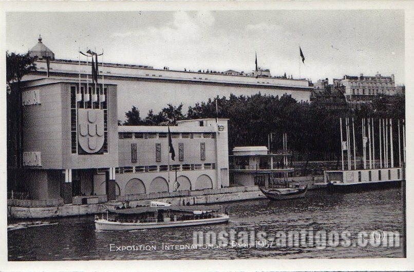 Bilhete postal antigo: Exposição Universal 1937 - Paris - Le Pavillon du Portugal.