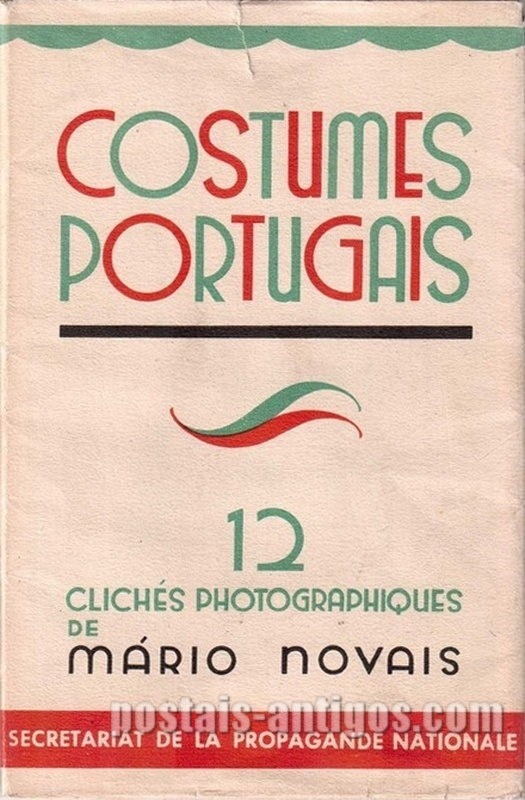 Bilhete postal antigo: Exposição Universal 1937 - Paris - Capa de 12 costumes Portugueses.