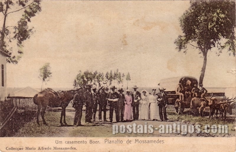 Bilhete postal ilustrado de Moçâmedes, Angola, Um casamento Boer | Portugal em postais antigos