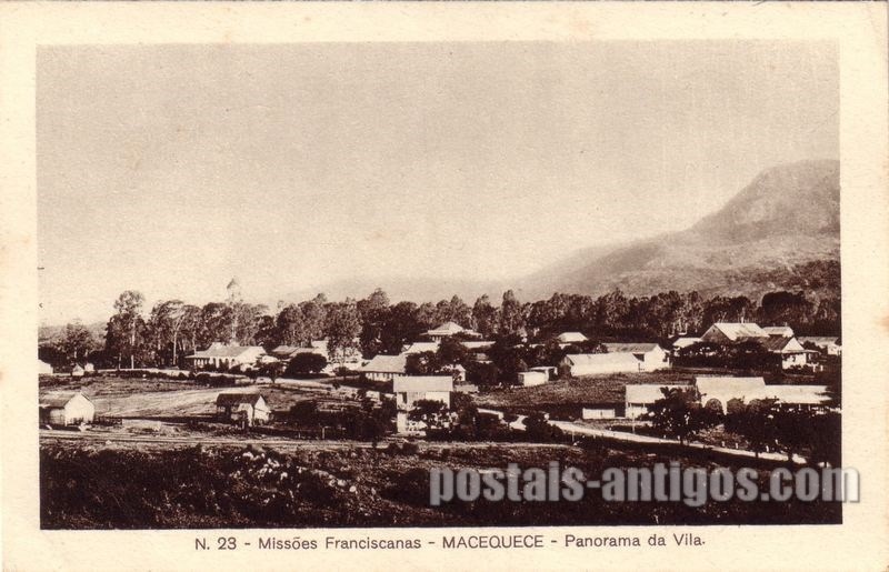 Bilhete postal ilustrado de Moçambique, Panorama da vila, Macequece | Portugal em postais antigos 