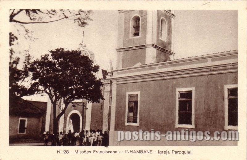 Bilhete postal ilustrado de Moçambique, Igreja Paroquial, Inhambane | Portugal em postais antigos 