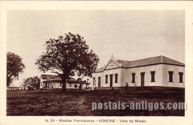 Bilhete postal ilustrado de Moçambique, Vista da Missão, Homoine | Portugal em postais antigos 