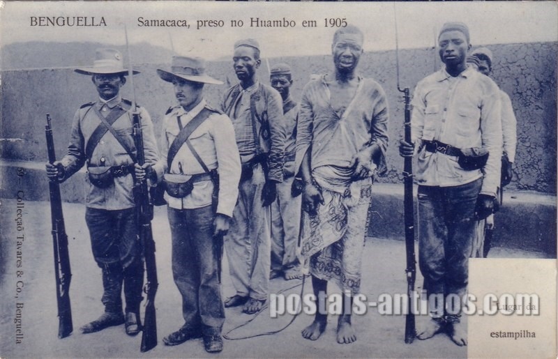 Bilhete postal ilustrado de Samacaca, preso no Huambo em 1905, Benguela, Angola | Portugal em postais antigos 
