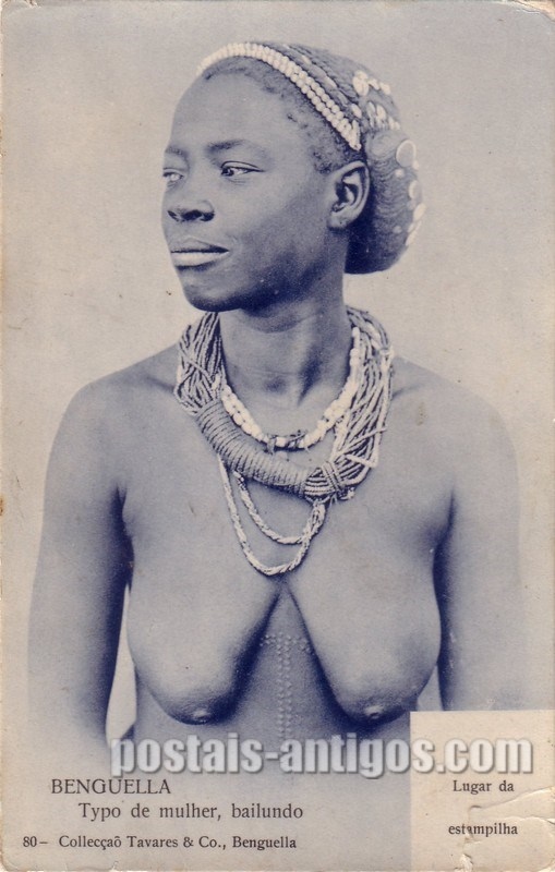 Bilhete postal ilustrado do Tipo de mulher Bailundo, Benguela, Angola | Portugal em postais antigos 