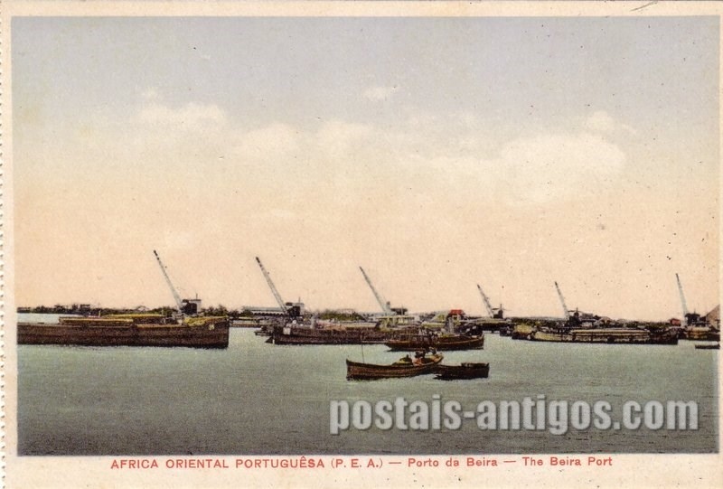 Bilhete postal ilustrado de Moçambique, Porto da Beira | Portugal em postais antigos 