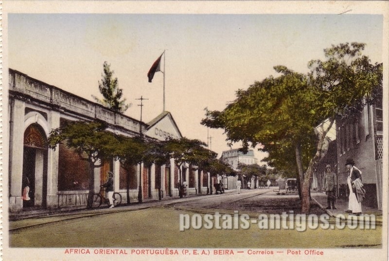 Bilhete postal ilustrado de Moçambique, Correios da Beira | Portugal em postais antigos 