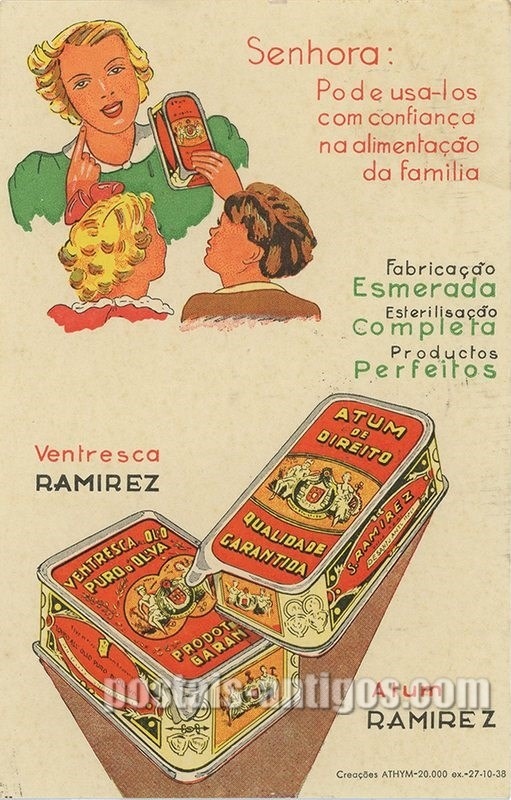 Bilhete postal ilustrado de S. Ramirez Conservas, atum - Vila Real de Santo António | Portugal em postais antigos 