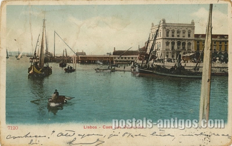 Bilhete postal ilustrado de Lisboa, cais das Colunas | Portugal em postais antigos