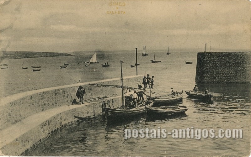 Bilhete postal ilustrado de Sines, calheta | Portugal em postais antigos