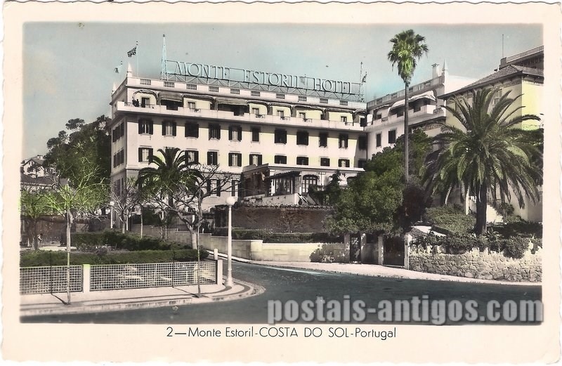Bilhete postal ilustrado do Monte Estoril Hotel - Costa do Sol | Portugal em postais antigos 