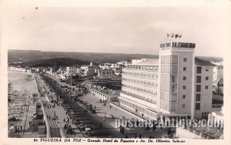 Bilhete postal ilustrado do Grande Hotel da Figueira, Figueira da Foz | Portugal em postais antigos 