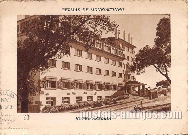 Bilhete postal ilustrado do Hotel Astória - Termas de Monfortinho | Portugal em postais antigos 