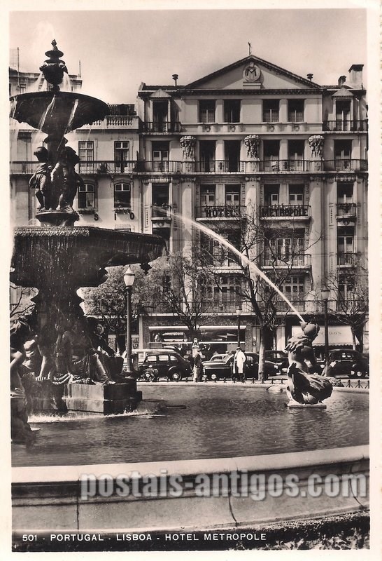 Bilhete postal ilustrado do Hotel Metropole de Lisboa  | Portugal em postais antigos 