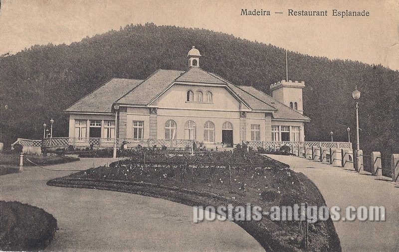 Bilhete postal ilustrado do Restaurant Esplanade (Terreiro da Lucta) - Madeira | Portugal em postais antigos 