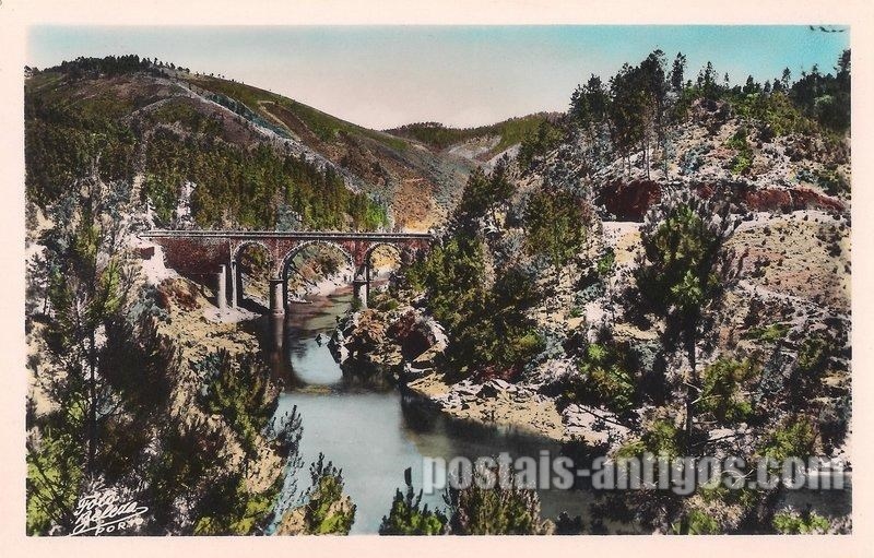 Bilhete postal ilsutrado da Ponte da Bouçã sobre o Zêzere - Figueiró dos Vinhos