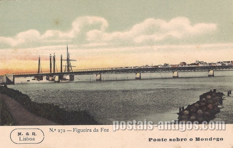 Bilhete postal ilustrado da Ponte sobre o Mondego, Figueira da Foz