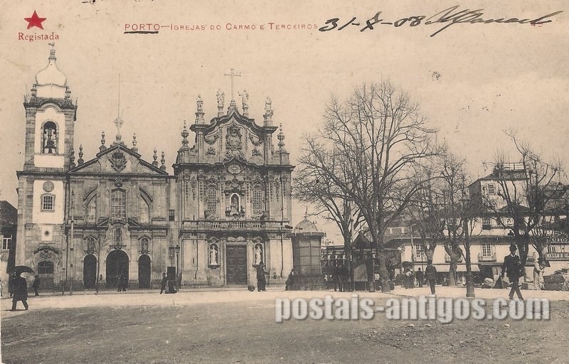 Bilhete postal ilustrado: Porto - Igrejas do Carmo e Terceiros | Portugal em postais antigos
