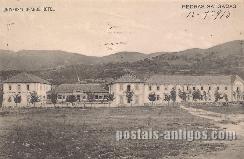 Bilhete postal ilustrado do Universal Grande Hotel - Pedras Salgadas | Portugal em postais antigos 