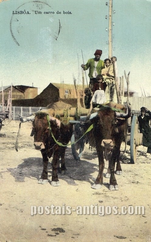 Bilhete postal de Um carro de bois, Lisboa | Portugal em postais antigos